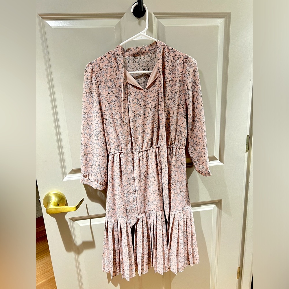 Large rose pink tiered dress.